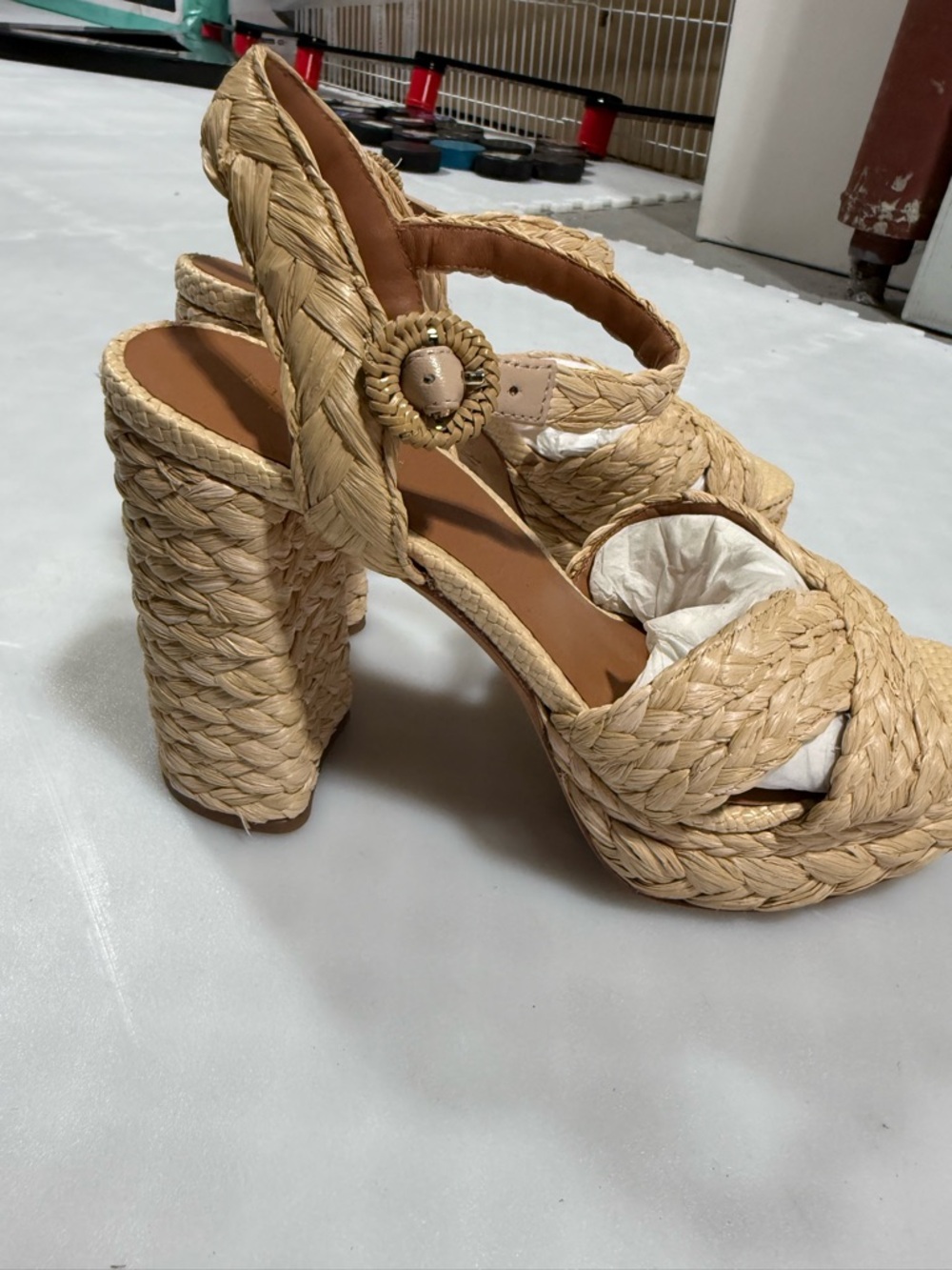 kate spade Natural Braided Platform Slingback Heels